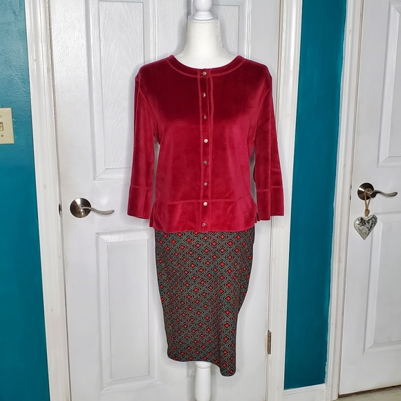 J. Jill Velvet Cardigan Top  Burgundy Mixed Buttons Small - Picture 13 of 14